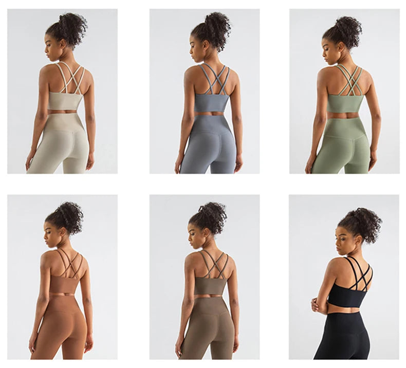 SOISOU New Nylon Yoga Set Women's Tracksuit Fitness Gym Two Piece Set Women Sports Bra Leggings Women Sportwear Breathable