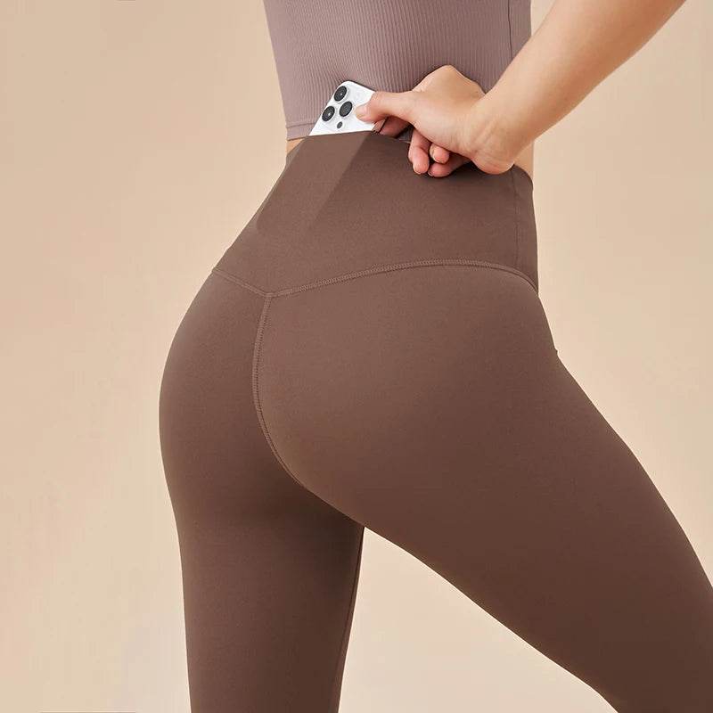 SOISOU Nylon Yoga Capri Pants Leggings Women's Pants Gym Sexy High Waist Tight Breathable Elastic Girl Sports Pants 13 Colors