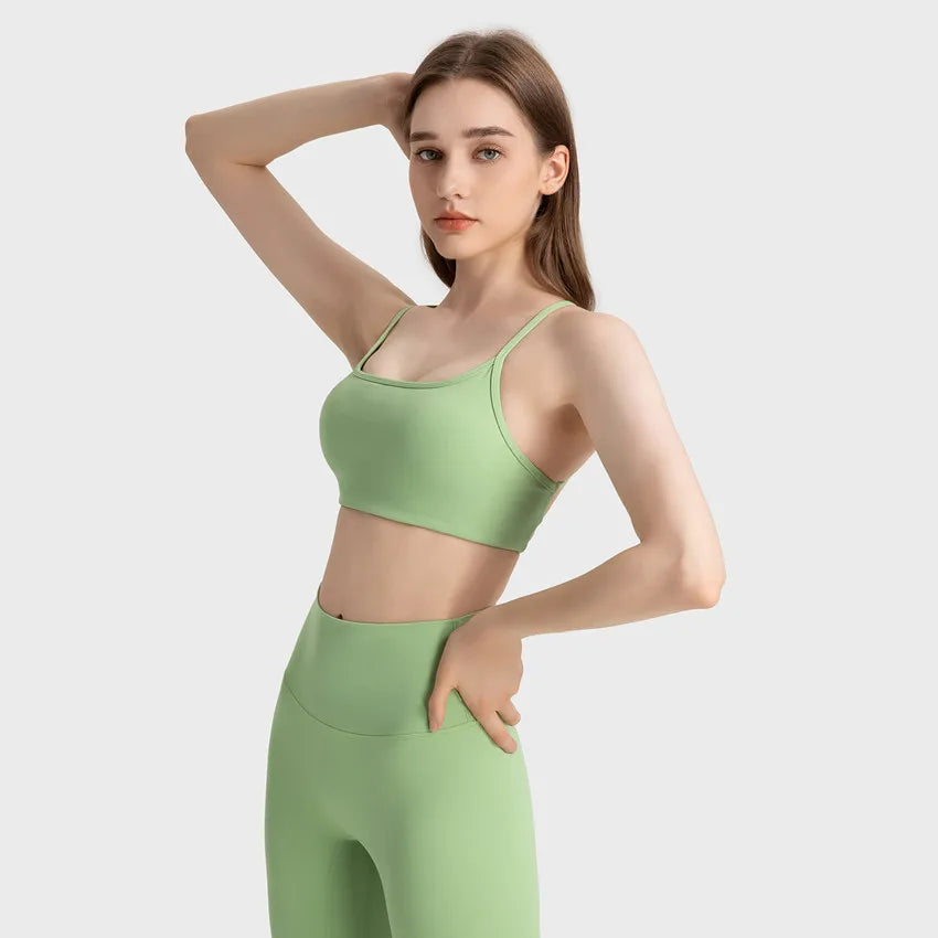 Stylish Cross Thin Straps Sports Bra Padded Gym Fitness Underwear For Women Beautiful Backless Workout Yoga Bra