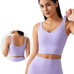 Fashion U-shape Back Sports Vest Naked Feel Soft Workout Crop Top Padded Activewear Tank Gym Fitness Yoga Bra