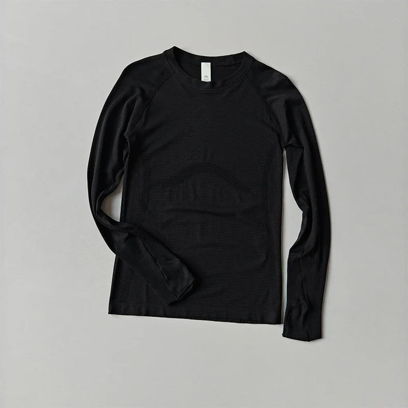 Women's Slim Fit Seamless Long Sleeve Yoga Top - Breathable Training T-Shirt