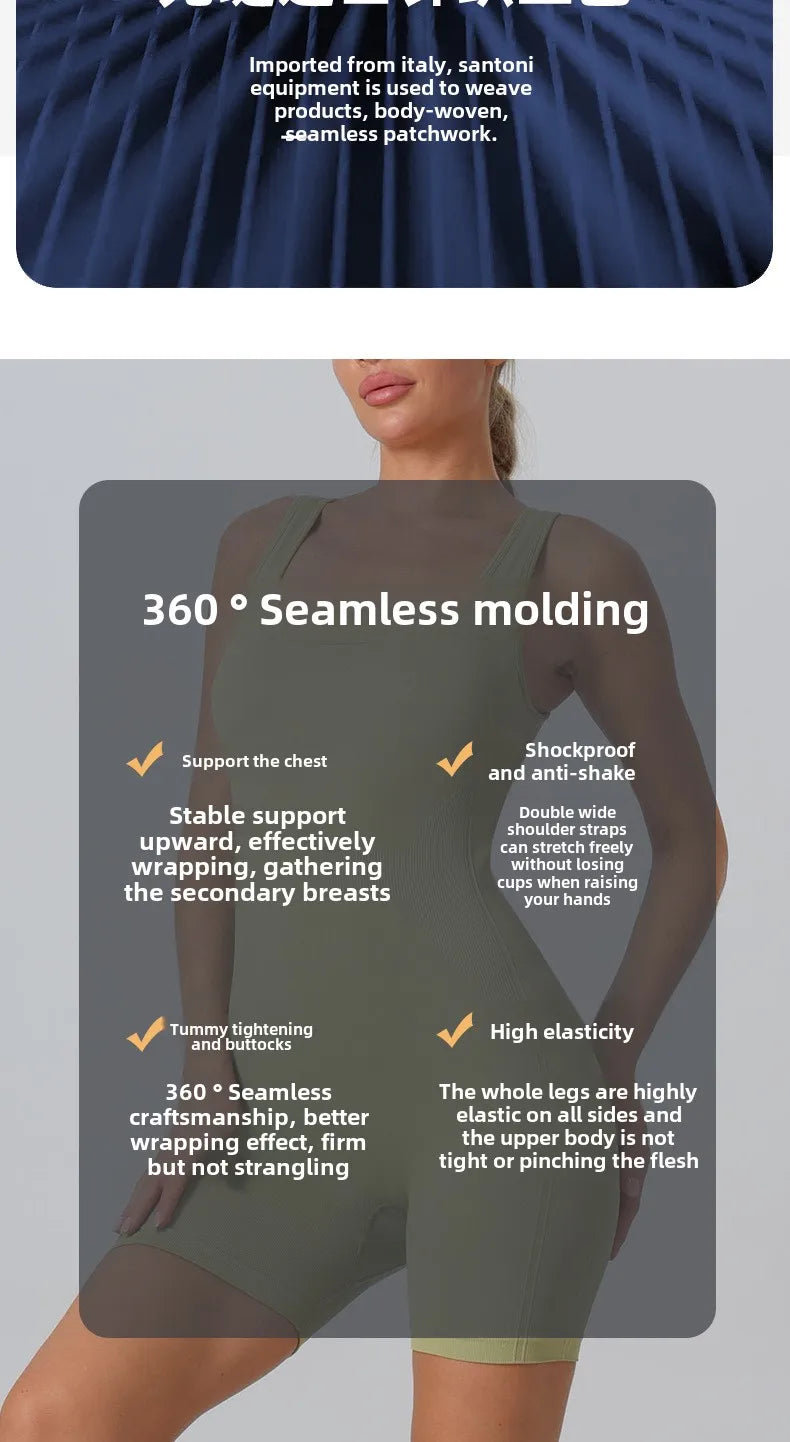STOUREG Seamless vest one-piece yoga suit,women's high elasticity sports one-piece suit,lift the buttocks and back fitness suit