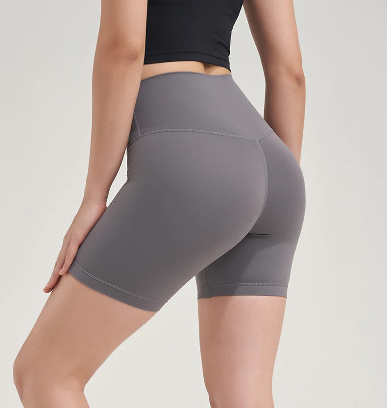 SOISOU Nylon Women's Shorts Gym Yoga Shorts Leggings High Waist Elastic Tight Breathable No Awkward Lines Women's Cycling Shorts