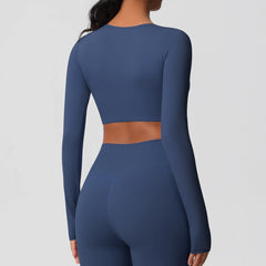 Women's Padded Long Sleeve Yoga Shirt - Dry Fit Breathable Sports Top