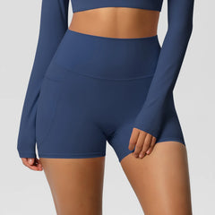 Women's High-Waist Pocketed Yoga Legging Shorts - Squat-Proof Gym & Cycling Shorts