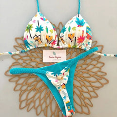 2026 New Women's Sexy Halter Bikini Set - Lace-up Brazilian Thong Swimwear