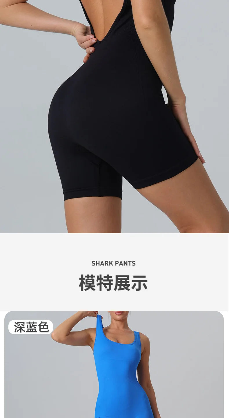 STOUREG Seamless vest one-piece yoga suit,women's high elasticity sports one-piece suit,lift the buttocks and back fitness suit