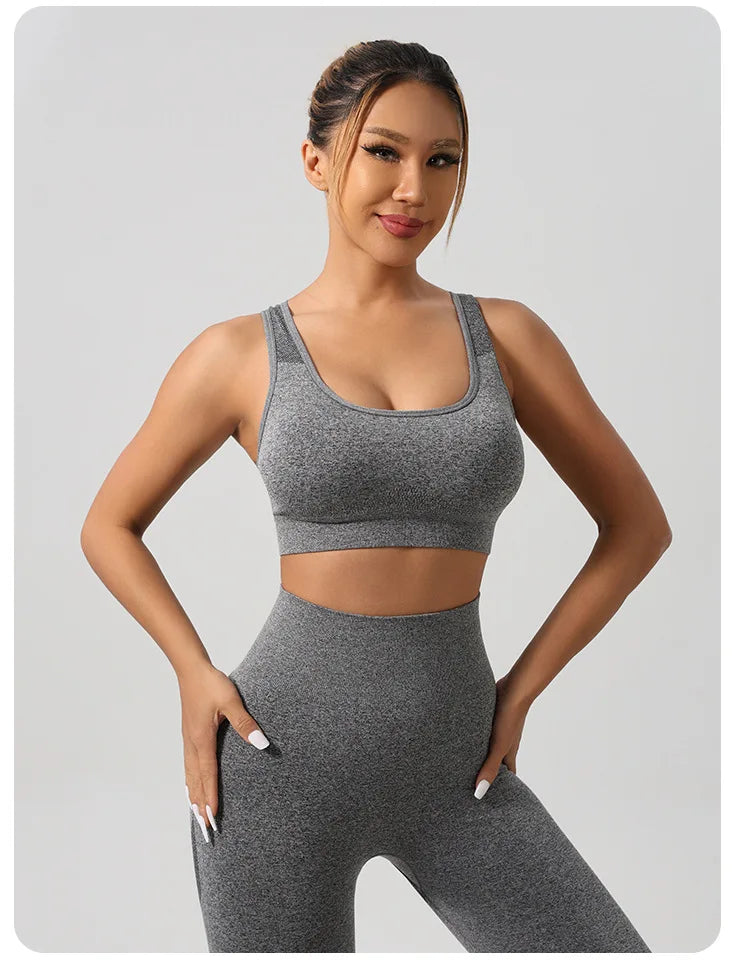 2 Pcs Yoga Set Women Hollow Back Sports Bra+Hip Lifting Sports Shorts Workout Set Seamless Fitness Gym Set Sportswear Tracksuit