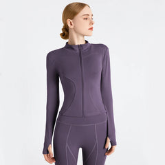 SOISOU Women's Jacket Yoga Sport Gym Coat Athletic Fitness Tight Fit Long Sleeved With Thumb Holes Jacket Womens Clothing