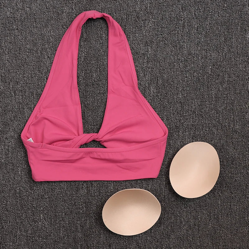 SOISOU Nylon Sexiest Bra Gym Sport Yoga Bra For Women Elastic Tight Breathable Chest Pad Removable Top Women Bikini 6 Colors