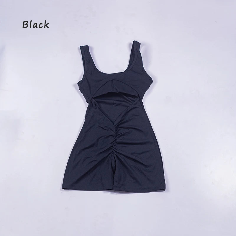 QINACTIVE sports jumpsuit quick drying integrated V-shaped back running fitness suit tight fitting beautiful back yoga suit