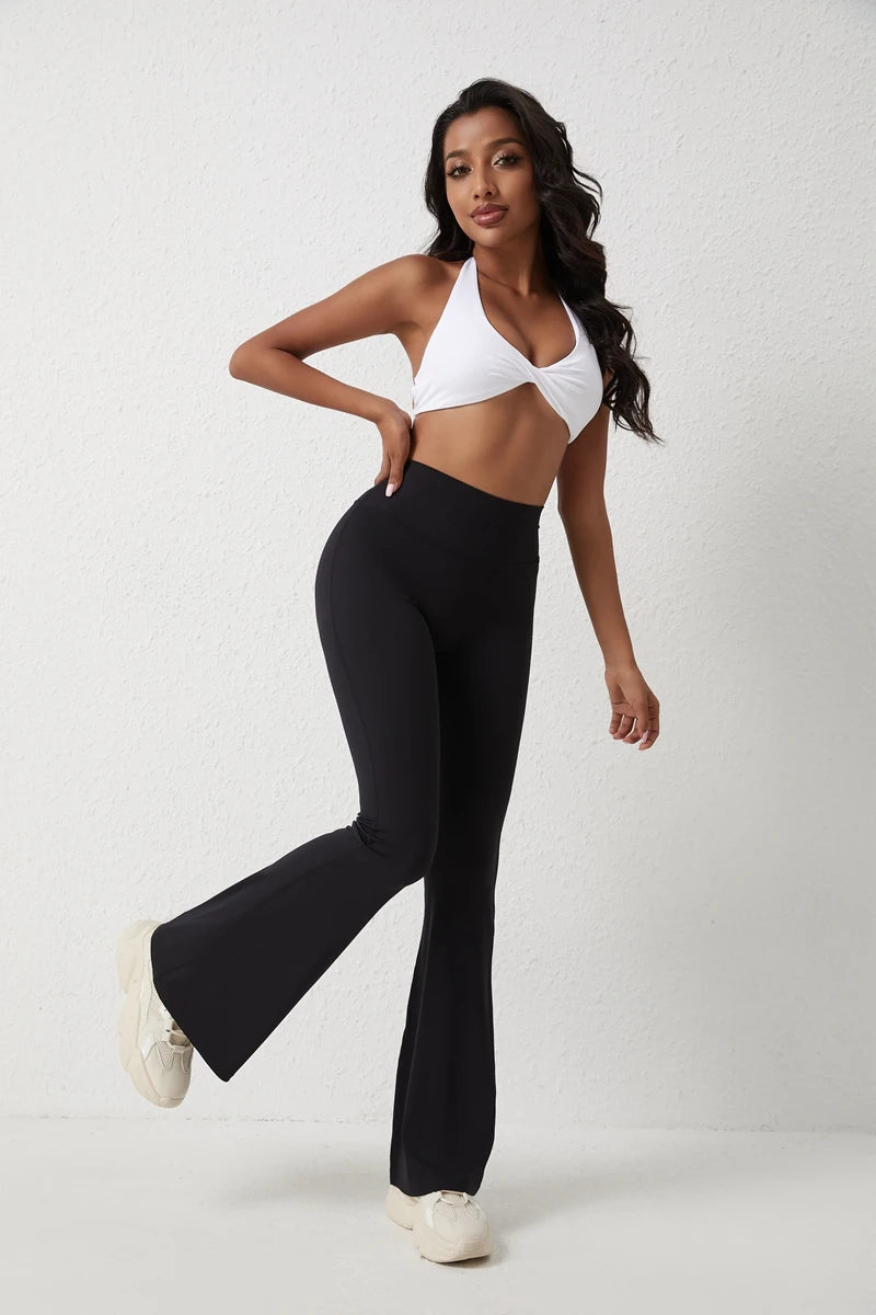 QINACTIV Flare Leggings Yoga Pants Women Bell-bottoms Yoga Trousers High Waist Fitness Pants Stretch Gym Casual Sports