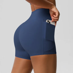 Women's High-Waist Pocketed Yoga Legging Shorts - Squat-Proof Gym & Cycling Shorts