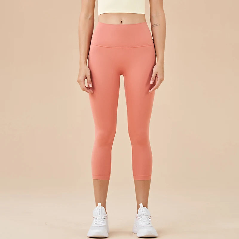 SOISOU Nylon Yoga Capri Pants Leggings Women's Pants Gym Sexy High Waist Tight Breathable Elastic Girl Sports Pants 13 Colors