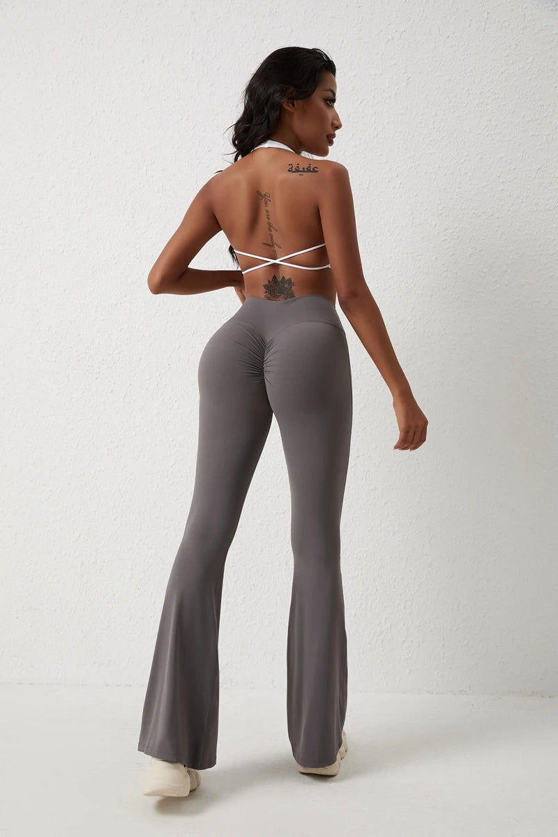 QINACTIV Flare Leggings Yoga Pants Women Bell-bottoms Yoga Trousers High Waist Fitness Pants Stretch Gym Casual Sports