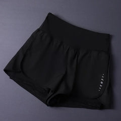 Women's 2-in-1 Running & Yoga Shorts - Lightweight Breathable Gym Shorts with Pockets