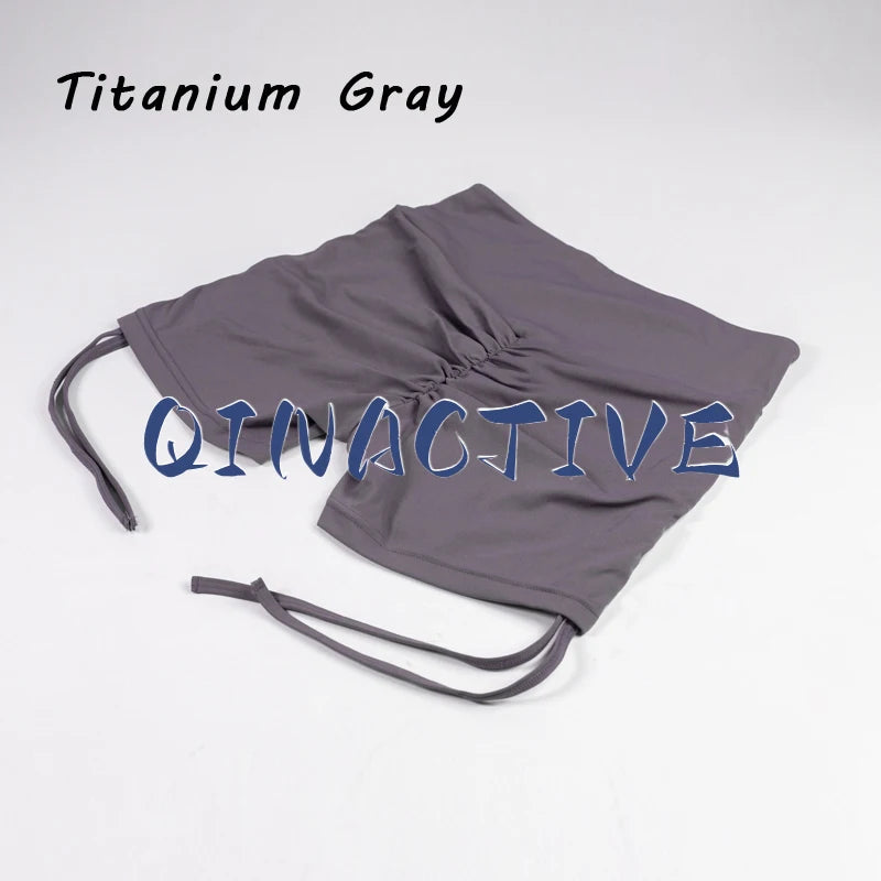 QINACTIVE Shorts Women High V Waist Drawstring Sports Shorts Cycling Biker Breathable Butt Crack Push Up Short Leggging Tights
