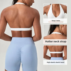 Strappy Open Back Halter Sports Bra | Seamless Yoga Crop Top | Befit