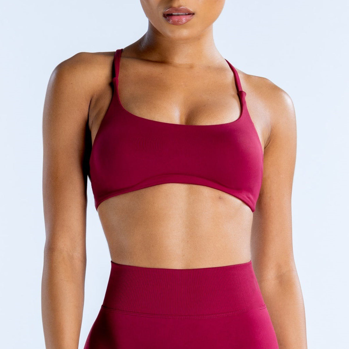 NCLAGEN Twist Back High Support Sports Bra – Seamless Push-Up Gym Top