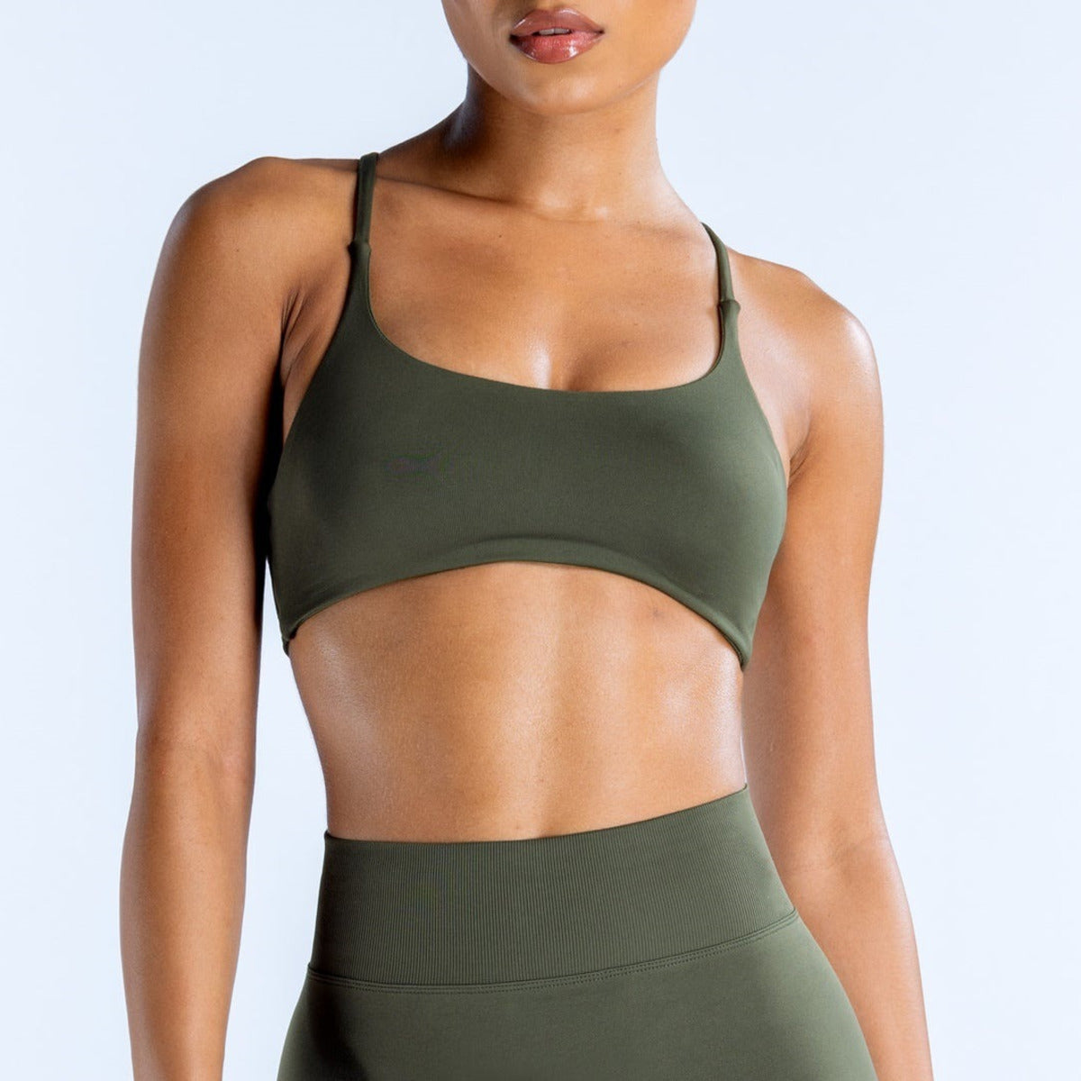 NCLAGEN Twist Back High Support Sports Bra – Seamless Push-Up Gym Top