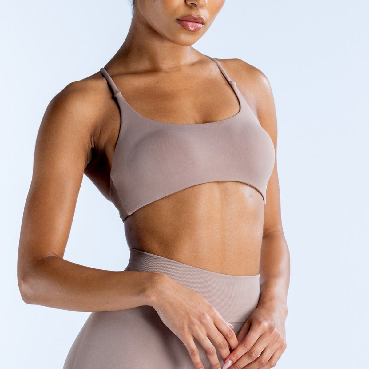 NCLAGEN Twist Back High Support Sports Bra – Seamless Push-Up Gym Top